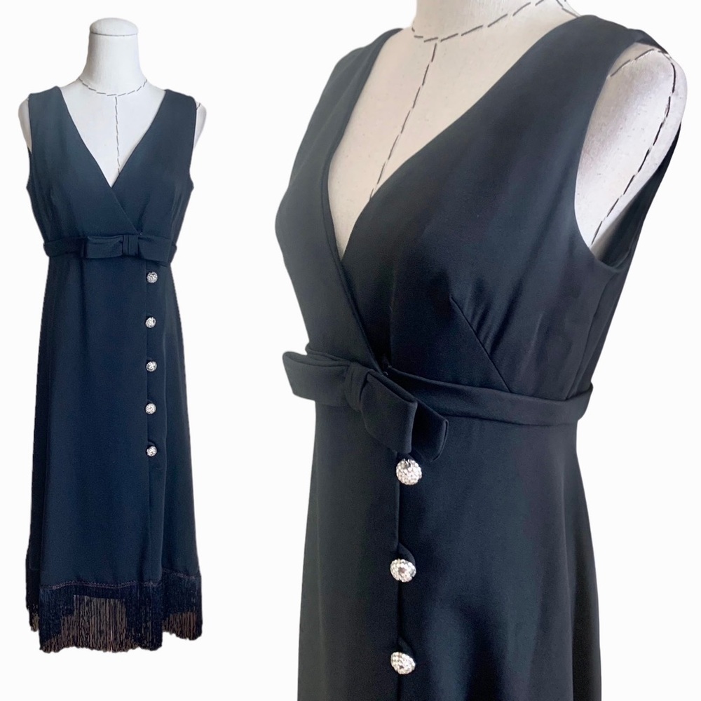 Vintage 60s Gogo Dress Shannon Rodgers for Jerry Silverman Halle Bros Fringe Bow